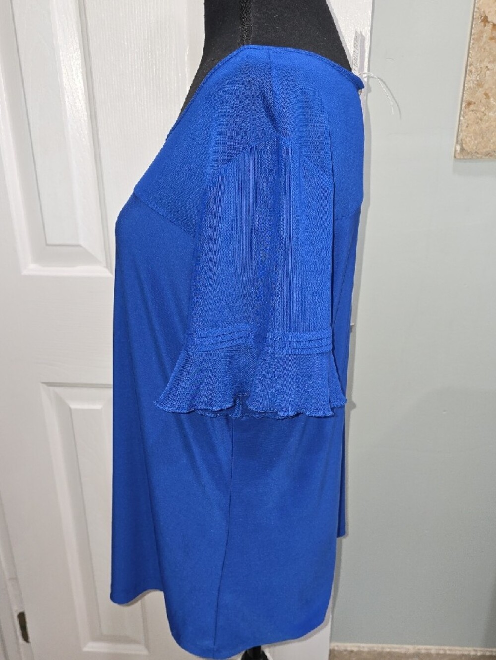 Per Seption Blue Mesh Sleeve Scoop Neck Top Size L - Picture 3 of 11